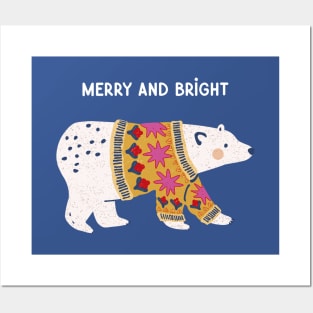 Merry Polar Bear in a Bright, Festive Sweater Posters and Art